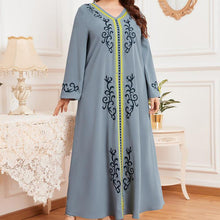 Load image into Gallery viewer, Abaya Morocco Oversized Size Women's Ethnic Long-sleeved Pleated Skirt Retro National Style  Skirt Muslim Long Woman Clothes
