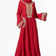 Load image into Gallery viewer, Abaya Muslim Fashion Plus Size Women's Embroidered  Large Hem Muslim Long Skirt With Headscarf Islamic Clothing Women's Dress