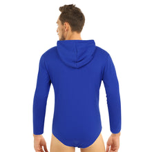 Load image into Gallery viewer, Adult Babies Mens Lingerie Hoodies One-piece Long Sleeves Press Crotch Bodysuit Bodystocking Jockstraps Sissy Gay Romper Pajamas