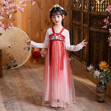 Load image into Gallery viewer, Ancient Chinese Traditional Costume Hanfu Children Summer New Cute Loose Embroidery Girl Fairy Dresses Party Stage Dress