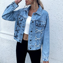 Load image into Gallery viewer, Autumn New Women Retro Denim Jackets Chic Crop Denim Jackets Coat Turn-down Collar Casual Solid Short Coat Cool Girl Outwear