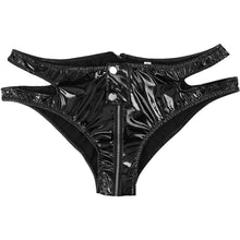 Load image into Gallery viewer, Black Womens Lingerie Sexy Underwear Nightwear Patent Leather Zipper Crotch Shiny Briefs Party Clubwear Low-waisted Underpants