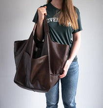 Load image into Gallery viewer, Casual Soft Large Capacity Tote Women Handbags Designer Aged Metal Look Luxury Pu Leather Shoulder Bag Retro Big Shopper Purses