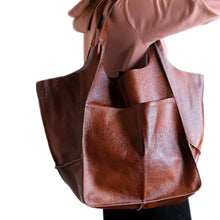 Load image into Gallery viewer, Casual Soft Large Capacity Tote Women Handbags Designer Aged Metal Look Luxury Pu Leather Shoulder Bag Retro Big Shopper Purses