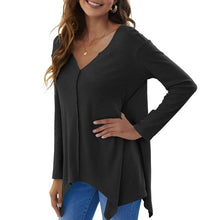 Load image into Gallery viewer, Casual Women's Sweater Autumn Winter Warm Sexy V-Neck  Irregular Hem Loose Oversized Lady Sweaters Knitted Pullover Top Femme