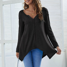 Load image into Gallery viewer, Casual Women's Sweater Autumn Winter Warm Sexy V-Neck  Irregular Hem Loose Oversized Lady Sweaters Knitted Pullover Top Femme