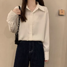 Load image into Gallery viewer, Chic Women Casual Shirt Office Ladies Turn-down Collar Tops And Shirts Female Korean Summer Loose Long Sleeves Blouses