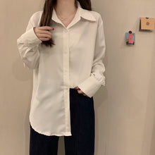 Load image into Gallery viewer, Chic Women Casual Shirt Office Ladies Turn-down Collar Tops And Shirts Female Korean Summer Loose Long Sleeves Blouses