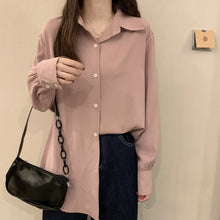 Load image into Gallery viewer, Chic Women Casual Shirt Office Ladies Turn-down Collar Tops And Shirts Female Korean Summer Loose Long Sleeves Blouses