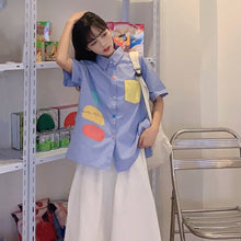 Load image into Gallery viewer, Chic Women Shirt Kawaii Ladies Casual Loose Tops And Shirts Female Korean Long Sleeves Blouses Chic Pocket