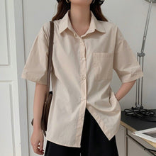 Load image into Gallery viewer, Chic Women Solid Shirt Office Ladies Casual Tops And Shirts Female Korean Long Sleeves Blouses Pocket