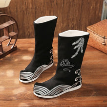 Load image into Gallery viewer, Chinese Traditional Hanfu Bow Boots For Men&Women Cloth Boots Hanfu Shoes Couples Black Hanfu Soap Boots For Men Women 35-44#