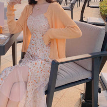 Load image into Gallery viewer, Dress for women Summer Round Neck Women Blouse Puff Sleeve Tops Short Sleeve Shirt Suspender Floral Dress Women Floral suspender