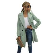 Load image into Gallery viewer, Elegant Fashion Women Trench Solid Color Outerwear Double Breasted Long Sleeve Lapel Belted Trench Autumn Spring Long Coats