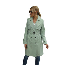 Load image into Gallery viewer, Elegant Fashion Women Trench Solid Color Outerwear Double Breasted Long Sleeve Lapel Belted Trench Autumn Spring Long Coats