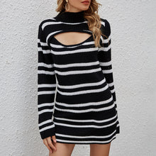 Load image into Gallery viewer, Elegant Ladies Knitted Dress Striped 2021 Autumn Long Sleeve Sweaters Knitwear Long Dress Women Slim Maxi Knitting Robe Vestidos