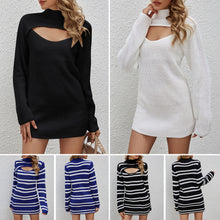 Load image into Gallery viewer, Elegant Ladies Knitted Dress Striped 2021 Autumn Long Sleeve Sweaters Knitwear Long Dress Women Slim Maxi Knitting Robe Vestidos