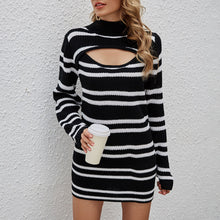 Load image into Gallery viewer, Elegant Ladies Knitted Dress Striped 2021 Autumn Long Sleeve Sweaters Knitwear Long Dress Women Slim Maxi Knitting Robe Vestidos