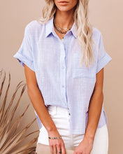 Load image into Gallery viewer, Elegant Summer Loose Women Tops Womens Blouses 3XL Short Sleeve Shirt Casual Cotton Turn-down Collar Ladies Blouses