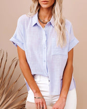 Load image into Gallery viewer, Elegant Summer Loose Women Tops Womens Blouses 3XL Short Sleeve Shirt Casual Cotton Turn-down Collar Ladies Blouses