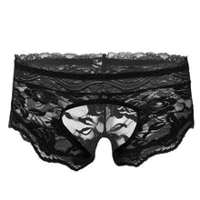 Load image into Gallery viewer, Erotic Lingerie Crotchless Panties for Mens See-through Sissy Gay Underwear Floral Lace Pattern T-Back Thong Briefs Underpants