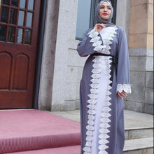 Load image into Gallery viewer, Europe And Middle East Leaves Lace Cardigan Women's Robe With Belt Without Turban Muslim Women's Home Comfort Robe Abaya