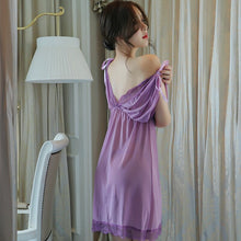 Load image into Gallery viewer, European and American Sexy Plus Size Ladies Sexy Lingerie Deep V Lace Suspender Nightdress Home Service Pajamas Sexy Dress