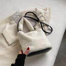 Load image into Gallery viewer, Fashion Luxury Faux Fur Bucket Women's Handbags Designer Lady Hand Bags Fluffy Soft Plush Warm Winter Clutch Shoulder Bags