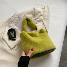 Load image into Gallery viewer, Fashion Luxury Faux Fur Bucket Women's Handbags Designer Lady Hand Bags Fluffy Soft Plush Warm Winter Clutch Shoulder Bags