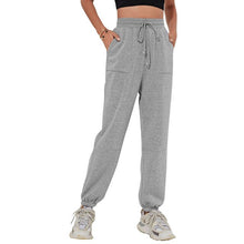 Load image into Gallery viewer, Fitness Clothing Woman Solid Color Pants Autumn Loose High Waist Ankle-length Pants with Belt Pockets Personality Trousers 2021