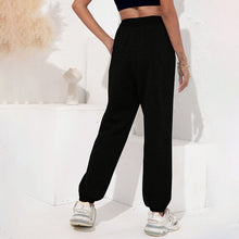 Load image into Gallery viewer, Fitness Clothing Woman Solid Color Pants Autumn Loose High Waist Ankle-length Pants with Belt Pockets Personality Trousers 2021