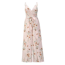 Load image into Gallery viewer, Floral Print Wide Leg Split Fork V Neck Sleeveless Sling Rompers Women Casual Streetwear Beach Party Holiday Jumpsuits