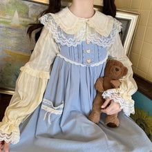 Load image into Gallery viewer, Fresh Peter Pan Collar Shirts for Women Elegant Patchwork Lace Tops Long Sleeve Sweet Japanese Lolita Blouses Mori Girl Spring