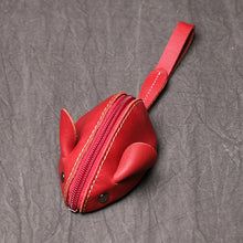 Load image into Gallery viewer, Genuine Leather Coin Purse Creative Cute Mouse Storage Bag Trend Zipper Pocket Men Women Portable Wallets Children's Key Bags