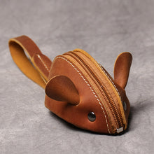 Load image into Gallery viewer, Genuine Leather Coin Purse Creative Cute Mouse Storage Bag Trend Zipper Pocket Men Women Portable Wallets Children's Key Bags