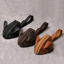 Load image into Gallery viewer, Genuine Leather Coin Purse Creative Cute Mouse Storage Bag Trend Zipper Pocket Men Women Portable Wallets Children's Key Bags
