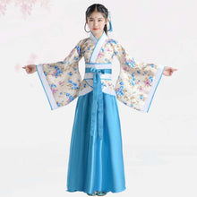 Load image into Gallery viewer, Girl Embroidery Traditional Chinese Skirt + Kimono Top Blue Lavender Pink Red Children Hanfu Chineses Elegent Hanfu Dress Kids