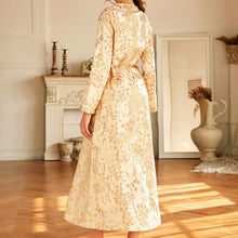 Load image into Gallery viewer, Gold Powder Jacquard Hand-stitched Diamond Cardigan Robe Muslim Jacket Dubai Middle East Women's Clothing Moroccan Party Dress