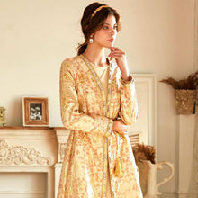 Load image into Gallery viewer, Gold Powder Jacquard Hand-stitched Diamond Cardigan Robe Muslim Jacket Dubai Middle East Women's Clothing Moroccan Party Dress