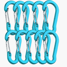 Load image into Gallery viewer, 10Pcs/Set Carabiners Aluminum Alloy D Carabiner Spring Snap Clip Hooks Keychain Climbing Carabiner for Keys Camping Tools