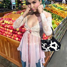 Load image into Gallery viewer, Harajuku Girls Sweet Moumou Baguette Bag 90s Vintage Street Fashion Mini Messenger Handbag Women Cute Kawaii Pu Underarm Bags