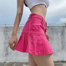 Load image into Gallery viewer, Harajuku Punk Y2K Denim Mini Pleated Skirt Ladies Summer High Waist Jeans Shorts Skirts Women Ruffles Fashion Korean