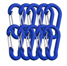 Load image into Gallery viewer, 10Pcs/Set Carabiners Aluminum Alloy D Carabiner Spring Snap Clip Hooks Keychain Climbing Carabiner for Keys Camping Tools