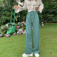 Load image into Gallery viewer, Heart Print High Waist Wide Leg Women Pants Houndstooth Printed Loose Casual Ladies Trousers Summer Female Bottom Sweet Fashion