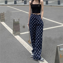 Load image into Gallery viewer, Heart Print High Waist Wide Leg Women Pants Houndstooth Printed Loose Casual Ladies Trousers Summer Female Bottom Sweet Fashion