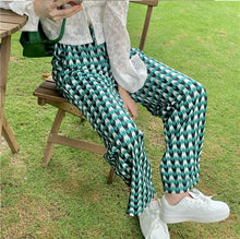 Load image into Gallery viewer, Heart Print High Waist Wide Leg Women Pants Houndstooth Printed Loose Casual Ladies Trousers Summer Female Bottom Sweet Fashion