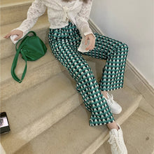 Load image into Gallery viewer, Heart Print High Waist Wide Leg Women Pants Houndstooth Printed Loose Casual Ladies Trousers Summer Female Bottom Sweet Fashion