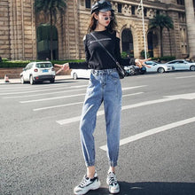 Load image into Gallery viewer, High waisted jeans women spring 2021 new loose tight fitting waist leggings feet thin nine points harem pants ins net red trend