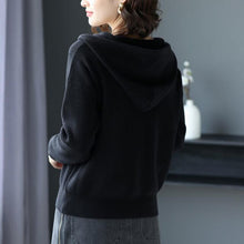 Load image into Gallery viewer, Hooded Sweaters For Women Slim Knitted Solid Plicated Stripe Pullovers Large Size Casual Harajuku Knitwear Sweatshirts Femme