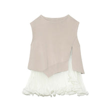 Load image into Gallery viewer, Japanese 2022 Summer New Women Tops Fashion Simple Solid Ruffles Sleeveless Sweaters Office Ladies Elegant Loose Pullovers
